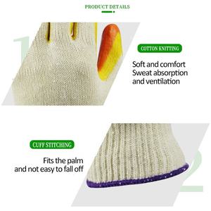Gants de travail antidérapants respirants réutilisables en latex de palme du Vietnam avec doublure en coton à finition lisse et manchette élastique – Usage général - Product Image 3