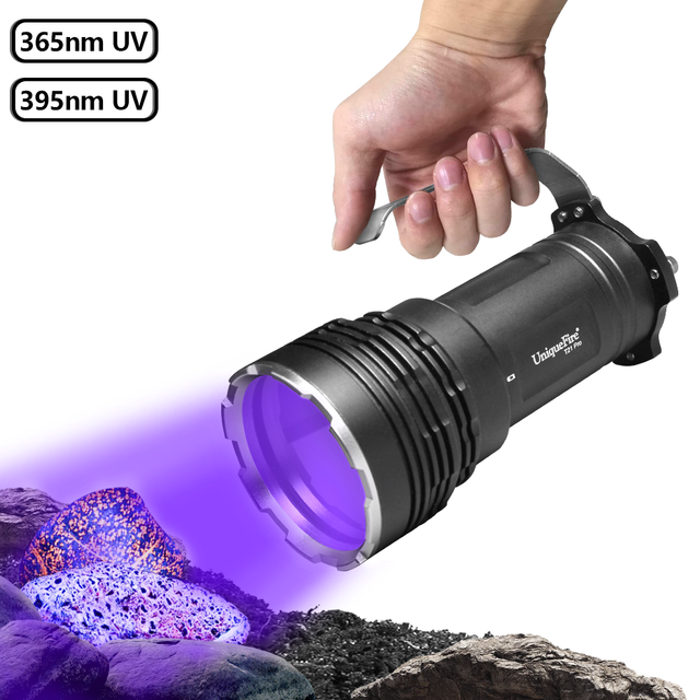 UniqueFire UF-T21Pro Portable Uv 5 LEDs Ultraviolet 365nm 25W Rechargeable Scorpion UV Flashlight for Mineral Mining Exploration