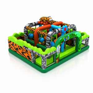 Buttafuori gonfiabile a tema della giungla con Design animale per parco giochi per bambini - Product Image 1