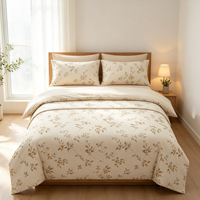 Lot de literie de luxe en microfibre brodée, comprenant couettes, taies d'oreiller et couvre-lits, vente en gros, stock