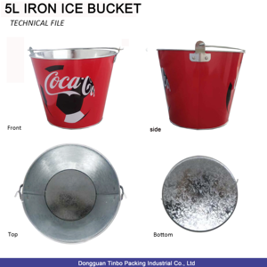 Vente en gros de seaux à glace ronds en fer galvanisé 5L pour 6 bouteilles de bière, champagne et boissons - Product Image 3