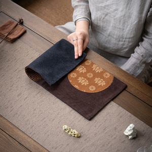 Tapete de Té Retro Chino, Rectangular, de Lona Teñida, para Mesa de Té, Aislante del Calor, Accesorio para la Ceremonia del Té - Product Image 4