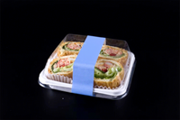 Boîte à pâtisserie avec fond en papier anti-graisse durable et élégant, couvercle transparent imprimé, pour l'emballage des gâteaux