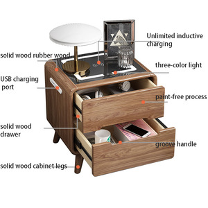 Nueva <span class=keywords><strong>Mesita</strong></span> <span class=keywords><strong>de</strong></span> <span class=keywords><strong>Noche</strong></span> Inteligente <span class=keywords><strong>Escandinava</strong></span> <span class=keywords><strong>de</strong></span> Madera Maciza con Gabinete <span class=keywords><strong>de</strong></span> Almacenamiento y Lámpara Recargable Ecológica para Dormitorio <span class=keywords><strong>de</strong></span> Apartamento - Product Image 4