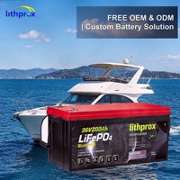 Batterie marine LiFePO4 à décharge profonde 36V 200AH Grade A Marine Grade 6000 Cycles CAN Bus Smart BMS M8 Terminal CE RoHS IP67 OEM ODM