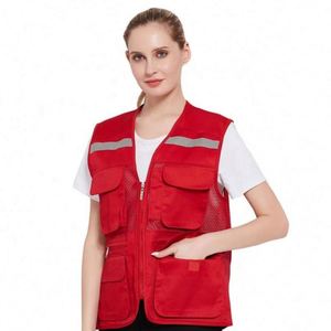 Veste de sécurité personnalisée en gros, veste de travail sans manches en polyester, veste de bénévole multi-poches avec n'importe quel logo - Product Image 2