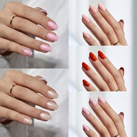 Ongles à presser réutilisables en gel souple verni de luxe avec logo personnalisé, style français, avec colle, longueur courte