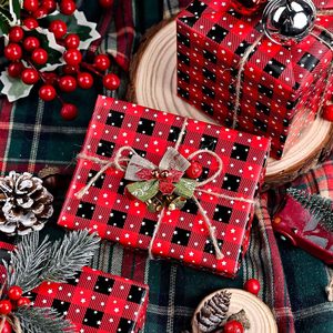 <b>Wrapping</b> <b>Paper</b> Roll 17in x 32.8ft Red Black Plaid <b>White</b> Star Double Side Recyclable Gift Craft Christmas Birthday Party Holiday - Product Image 3