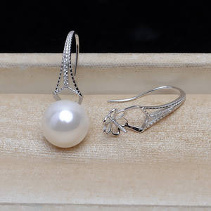 Pendientes de Plata S925 con Encaje Retro, Aretes para Mujer, Joyería de Perlas de 8-13 mm, Accesorios Hechos a Mano con Bandeja Vacía para DIY 4944 - Product Image 2