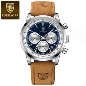 <span class=keywords><strong>Montre</strong></span> à quartz de luxe pour homme <span class=keywords><strong>POEDAGAR</strong></span> 921, 3 cadrans, chronographe lumineux, <span class=keywords><strong>montre</strong></span>-bracelet de style business, bracelet en caoutchouc élégant, calendrier en cuir - Product Image 3