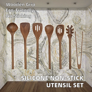 Utensilios de Cocina de Silicona Sostenibles HYRI a Precio Razonable, Espátula Única Antiadherente Resistente al Calor con Mango de Madera - Product Image 2