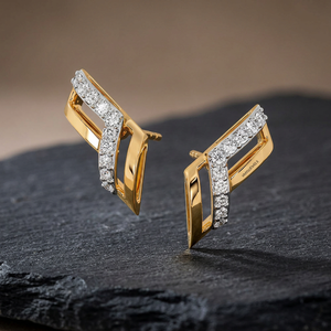 Pendientes de Diamantes Geométricos en Forma de V Chapados en Oro de Lujo para Mujer, Joyería Moderna, Oro de 18K, 14K, 10K, Plata 925, 935 - Product Image 1