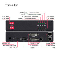 Extension de câble KVM DVI 2 canaux 4K sur Cat5e/6/7 492ft avec USB2.0 Audio RS232