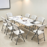 Tables et chaises pliantes en plastique pour études et fêtes, table de banquet pliable