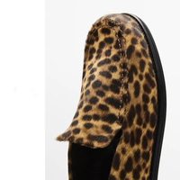 Mocassins plats décontractés pour femme en cuir imprimé motif léopard, à bout ouvert, confortables et légers pour l'été