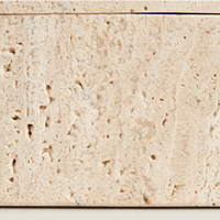 STONEKOCC Boîte de rangement carrée en marbre travertin naturel 12x8x12CM avec couvercle pour porche, salle de bain, vanité, articles divers, en pierre de travertin