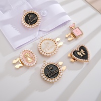 Boutons décoratifs pour vêtements féminins, boutons de manchette, style chic, perles, lettres, boutons de col de chemise, accessoires vestimentaires
