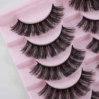 Lot de 10 paires de faux cils russes DD bouclés, faits à la main, naturels, en faux vison fin, pour la vente en gros