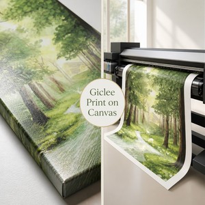 Peintures et décorations murales – Impression sur toile haute brillance Wabi Sabi, forêt verticale, cerf, ruisseau – Écologique, imperméable, cadre en aluminium - Product Image 6