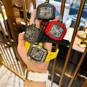 Reloj Mecánico Automático con Esqueleto de Fibra de Carbono Estilo RM, Reloj Deportivo para Hombre con Esfera de Cristal de Zafiro y Correa de Goma - Product Image 3