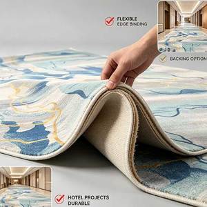 Alfombra de Nailon con Diseño Abstracto de Arroyo de Montaña en Azul y Dorado, Alfombra Comercial Impresa Personalizada para Vestíbulos de Hoteles y Proyectos de Resorts - Product Image 5
