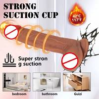 Dildo en silicone liquide chaud avec fonction de poussée, vibration et chauffage, télécommande, pénis artificiel réaliste, vibromasseur pour femmes