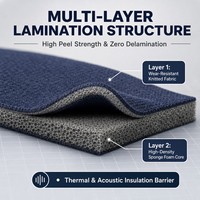 Tissu en mousse collée sur mesure, épaisseur 2 mm-10 mm, largeur 1,5 m, matériau d'isolation thermique pour le plafond de voiture