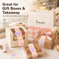 Autocollants personnalisés pour boulangerie, étiquettes d'emballage alimentaire, bandes adhésives mignonnes de dessins animés pour boîtes à gâteaux, cupcakes, macarons, logo de marque OEM ODM