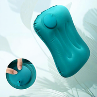 Oreiller de voyage auto-gonflant à pression, support de nuque autogonflant, coussin de sommeil portable pour avion et voiture