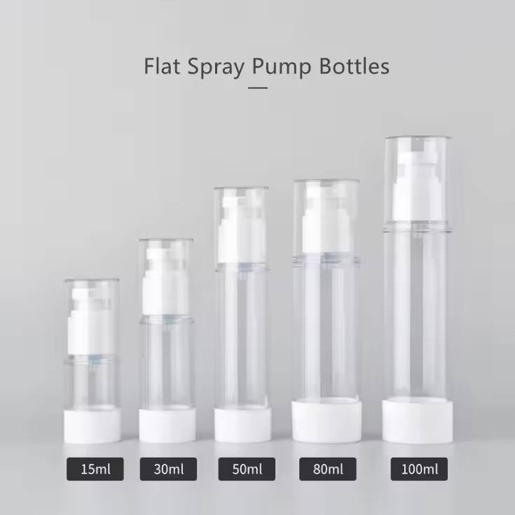 Bouteille transparente + pulvérisateur plat blanc