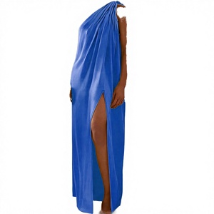 Vestido de Noche Sexy con Hombros Inclinados, Sin Mangas, Irregular, Largo hasta el Suelo, para Fiestas, Cintura Natural, Poliéster Transpirable - Product Image 3