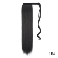 Queue de cheval synthétique lisse de 22 pouces, à enrouler avec clip, extensions de cheveux noires, postiche, couvre-chef, 110g