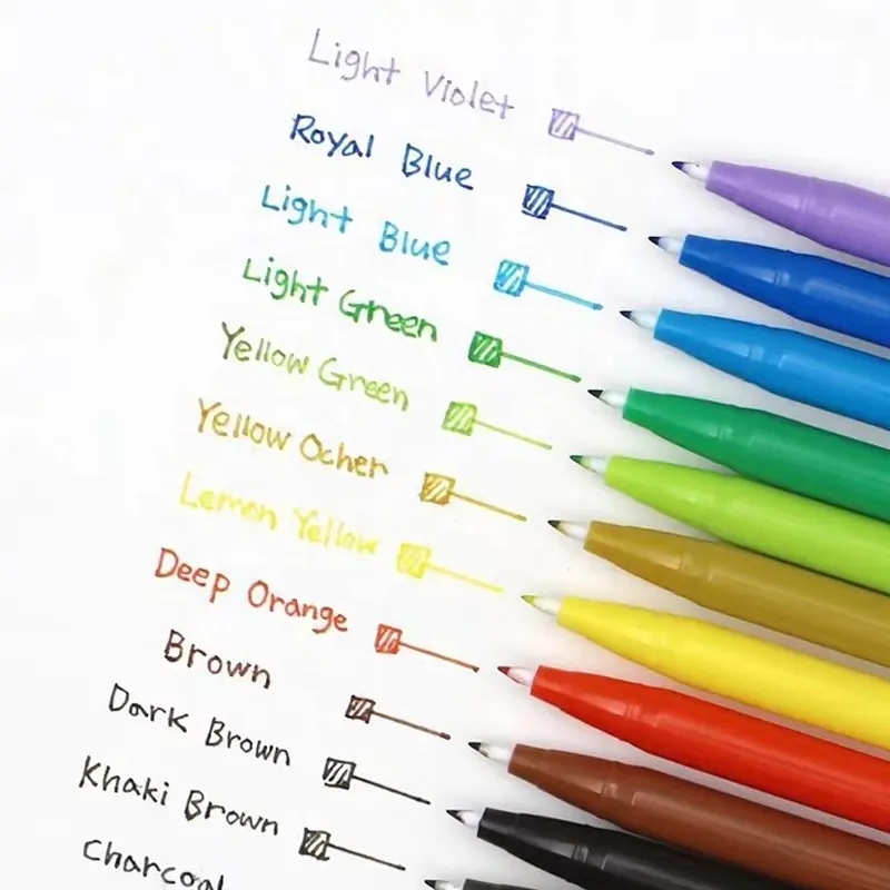 0.4mm 24 renk kalemler ince renk işaretleyici kalem su bazlı çeşitli mürekkep sanat çizim için