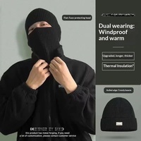 Masque Balaclava intégral 2 en 1 Bonnet d'hiver en tricot chaud Coupe-vent Casquette tactique de sport