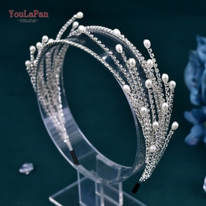 YouLaPan <span class=keywords><strong>HP605</strong></span> Elegante Diadema Plateada para Novia, Joyería para el Cabello de Boda, Diseño de Ramas Brillantes, Hermosos Accesorios para el Cabello de Mujer - Product Image 2