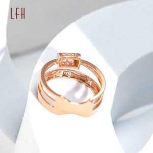 Bague de fiançailles en or véritable 18 carats AU750, zircon minimaliste, zircon rond taillé, bijoux en or, vente en gros - Product Image 3