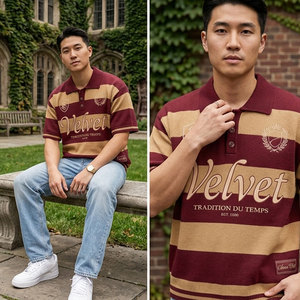 Pull en maille de coton mélangé de haute qualité pour homme, uni, à manches courtes, décontracté, respirant, texture douce, avec logo frontal - Product Image 4