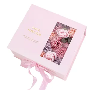 ขายส่งดอกไม้กล่องเก็บรักษาไว้กุหลาบดอกไม้ตารางกล่องของขวัญสำหรับดอกไม้กล่องช่อดอกไม้แพคเกจ