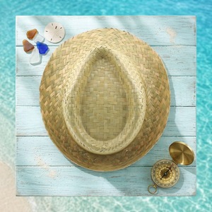 Sombreros Fedora de Paja Personalizados con Ala Ancha, Estilo Moderno, Sombreros para el Sol para Uso Diario, Pesca, Viajes, Ciclismo, Playa - Product Image 1