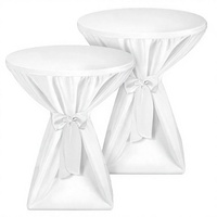 Beautissu Lot de 2 Housses de Table Bistro Premium Opaques Antidérapantes Infroissables en Polyester |   Ruban blanc de 80 cm, lavable, Giulia