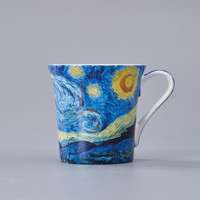 Tasses à café en céramique avec peinture impressionniste fantaisie vintage Tasse en porcelaine Van Gogh personnalisée Tasse nuit étoilée