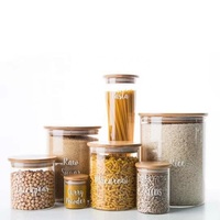 Bocal en verre avec couvercle en bois de bambou, rangement de cuisine, offre spéciale
