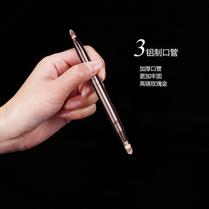 Pincel de Labios de Doble Punta, 10 mm, Pelo Sintético, Mango Metálico, Pincel de Maquillaje Portátil para Aplicación de Lápiz Labial - Product Image 3