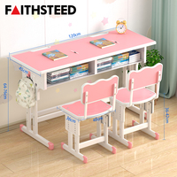Table d'étude pour enfants et ensemble de deux chaises, hauteur réglable, bureau de 110 cm avec rangement pour l'apprentissage à domicile