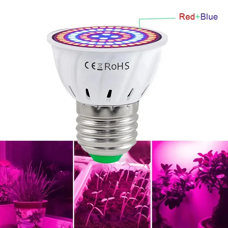 ไฟ LED ส่องสว่างไฟโตโคมไฟสำหรับพืช,ไฟปลูกต้นไม้แบบเต็มสเปคตรัมให้ต้นไม้เติบโตโคมไฟให้แสงสว่างในอาคารโคมไฟปลูกพืชไร้ดิน E27 B22 GU10