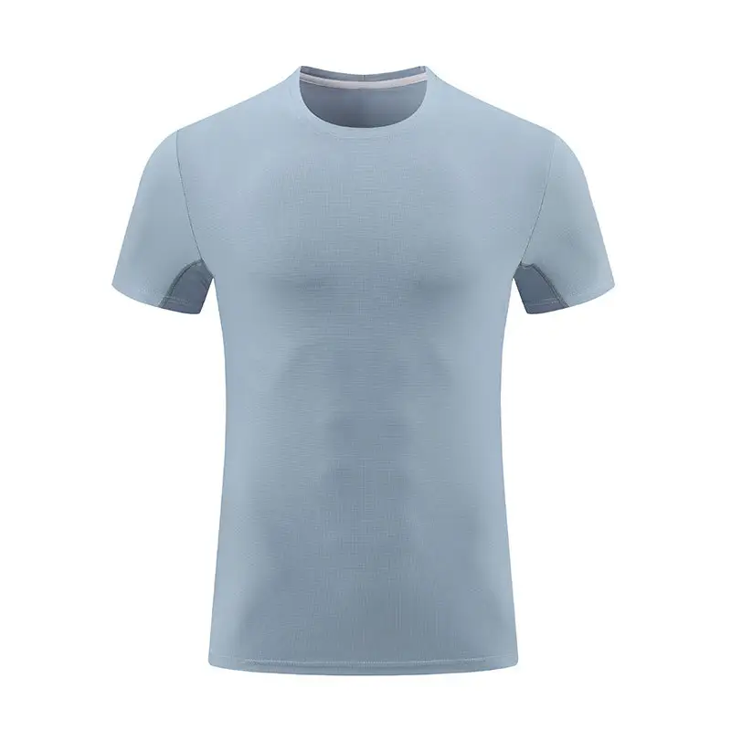 Kustom Logo baju olahraga pria leher bulat kebugaran pria pakaian latihan Gym pendek berlari cepat kering T Shirt