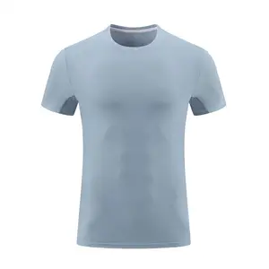 Özel Logo erkek eşofman yuvarlak boyun spor erkekler antrenman kıyafeti spor kısa koşu hızlı kuru T Shirt