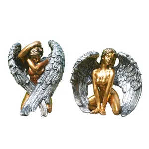 Resin craft home Decoration Valentine's Day Gift Gold and silver Angel Statue for Lovers Decoration Resin Handcraft