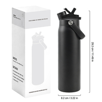 Bouteille d'eau isotherme en acier inoxydable 1L avec logo personnalisé, couvercle à paille et bec verseur 4-en-1, revêtement poudré, pour sport et gym