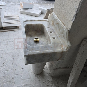 Lavabo in marmo per Viola lucido facile da pulire in pietra di granito onice naturale lavabo a foro singolo per bagno - Product Image 3
